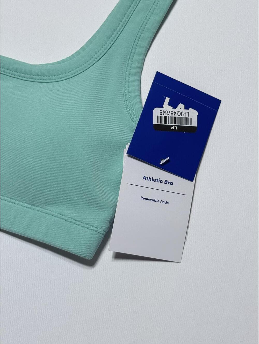 Athletic Built-In Shelf Bra with Removable Pads - Mint Green